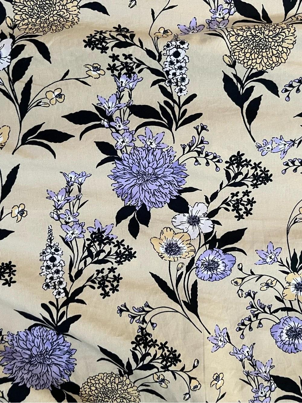 Ann Taylor A-Line Midi Skirt Pockets Floral Cotton Beige Purple Women's 16 NWOT